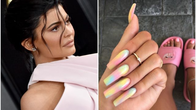 kylie jenner and her tie-dye nails from Instagram