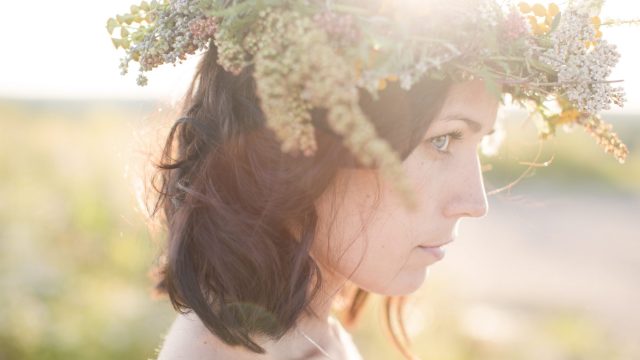 young woman with flower crown