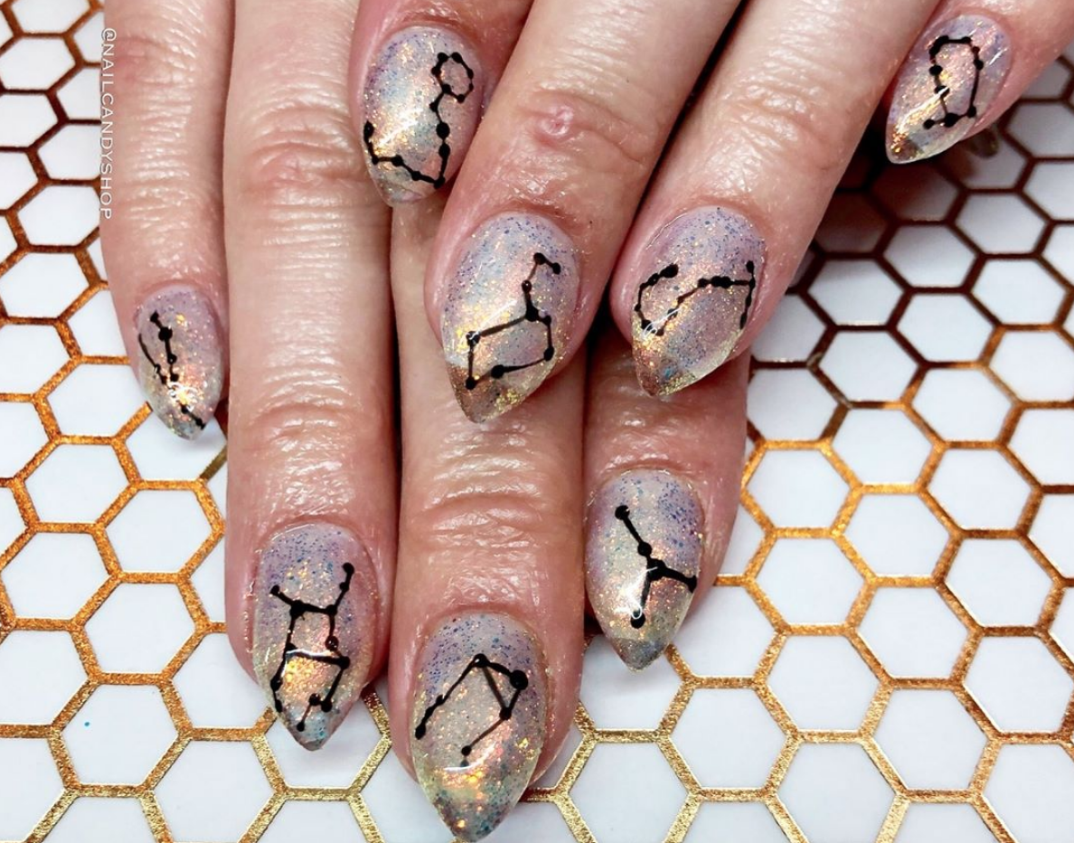Short Nail Design with Starry Constellations - wide 6