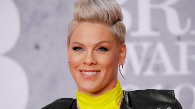 Pink on the red carpet.
