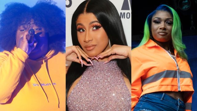 collage of Chika, Cardi B, and Megan Thee Stallion
