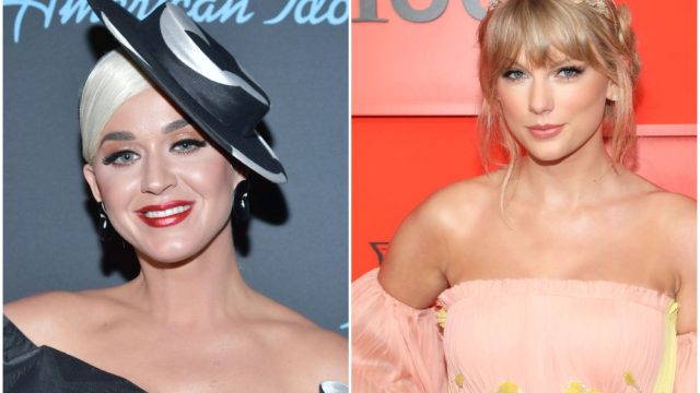 A side-by-side image of Katy Perry and Taylor Swift