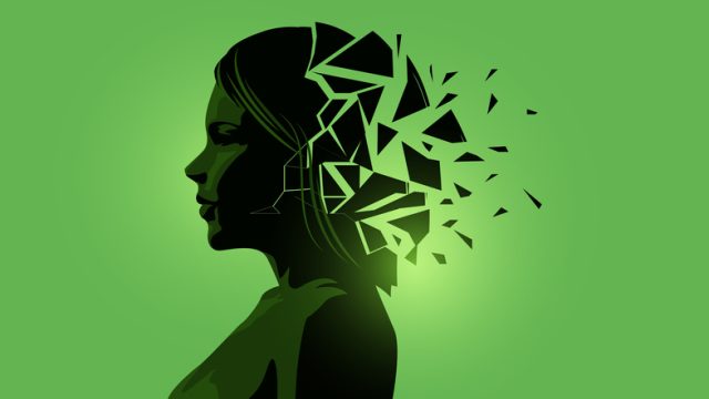 Illustration of a woman with a chaotic mind to signify mental health issues