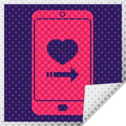 Illustration of a smartphone with dating app on screen
