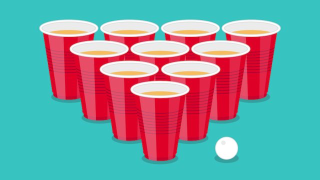 Illustration of red plastic cups in beer pong tournament