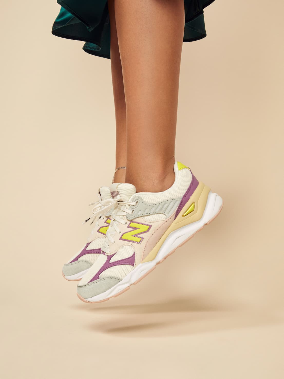 reformation new balance x90 sneaker in white green