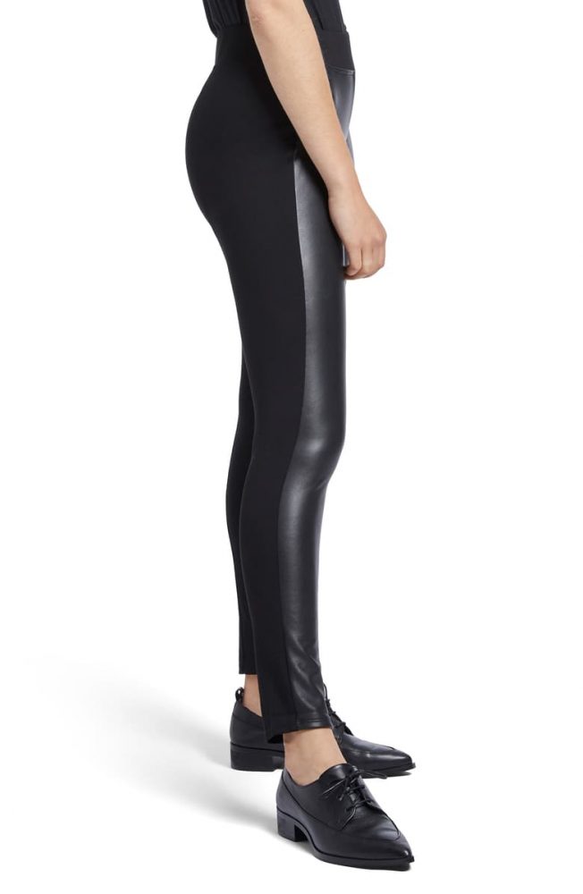 Extro & Vert PU faux leather leggings with seam detail in khaki | ASOS