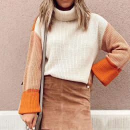 amazon affordable colorblock pumpkin spice sweater