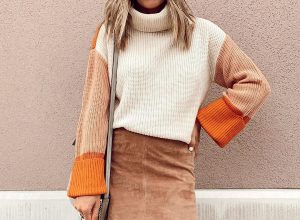 amazon affordable colorblock pumpkin spice sweater