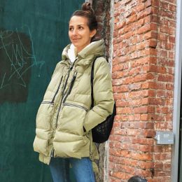 Arielle Charnas wearing Orolay Women's Thickened Down Jacket