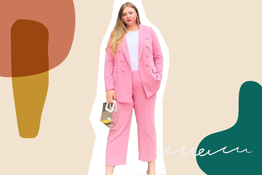 Plus size 2024 pink pantsuit