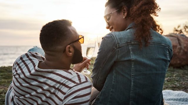 couple outside on first date