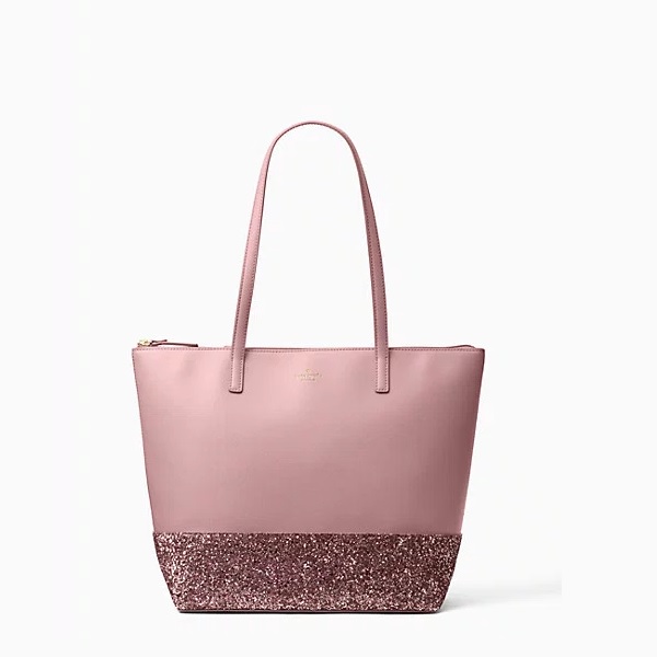 kate spade tote in blush with glitter