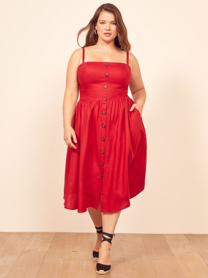reformation tori dress in red on sale