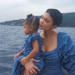 Stormi and Kylie Jenner in matching twinning outfits