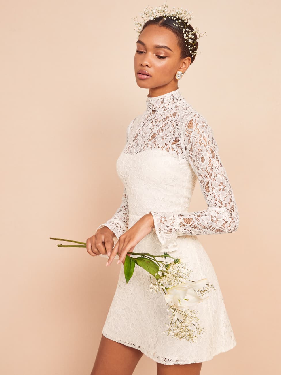 reformation wedding collection white lace carroway dress