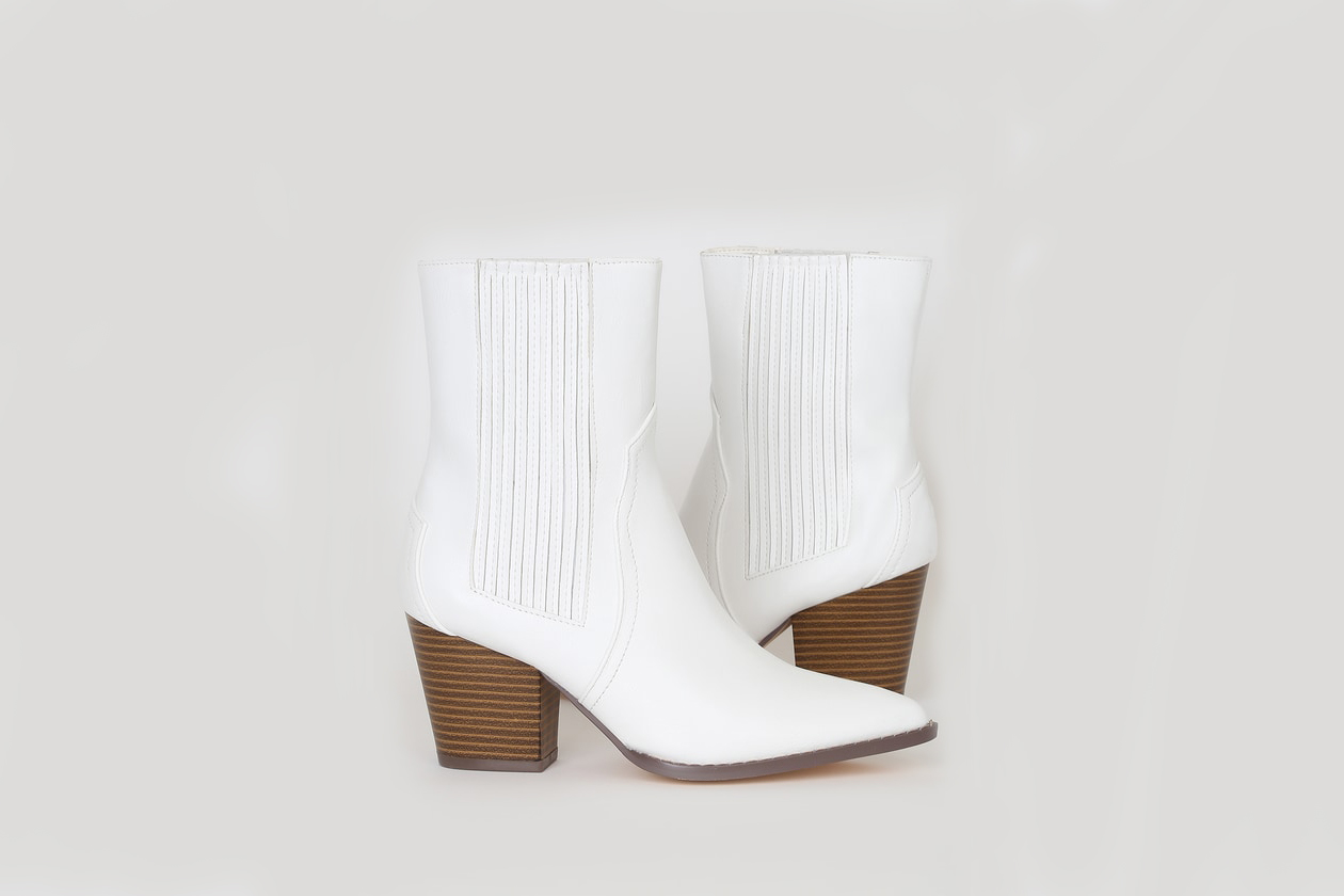 white booties western wooden block heel lulus