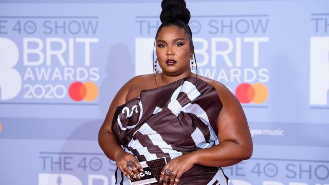 lizzo chocolate-scented nail polish manicure at the 2020 BRIT awards red carpet