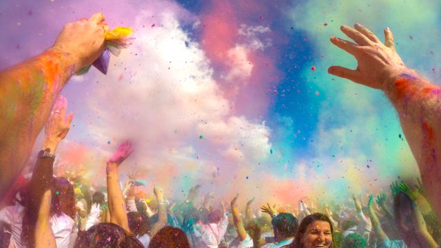 Holi festival with colorful Gulal powder