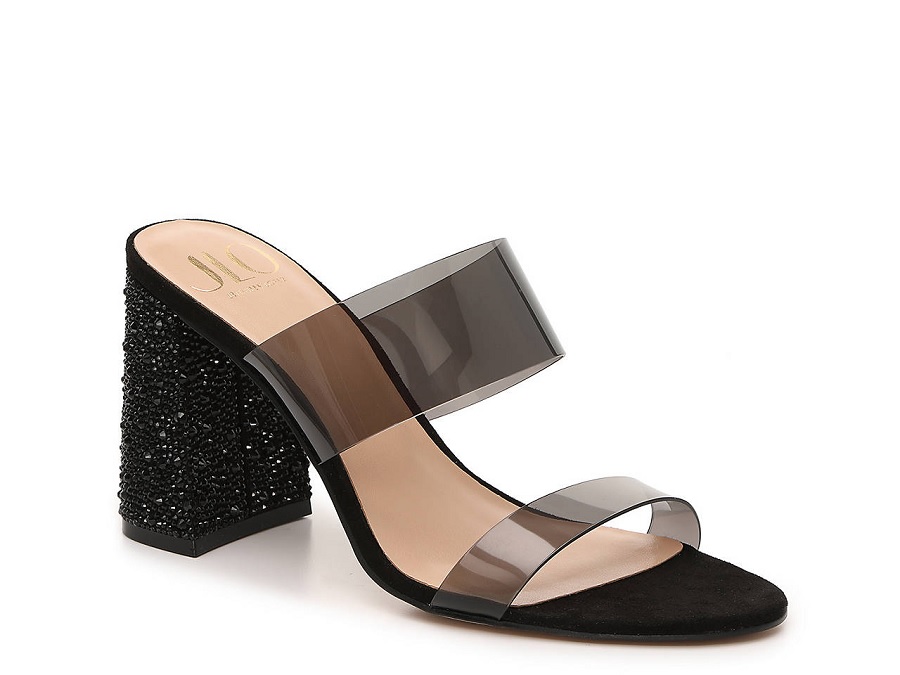 jennifer lopez DSW shoe collection, block heel sandals in black