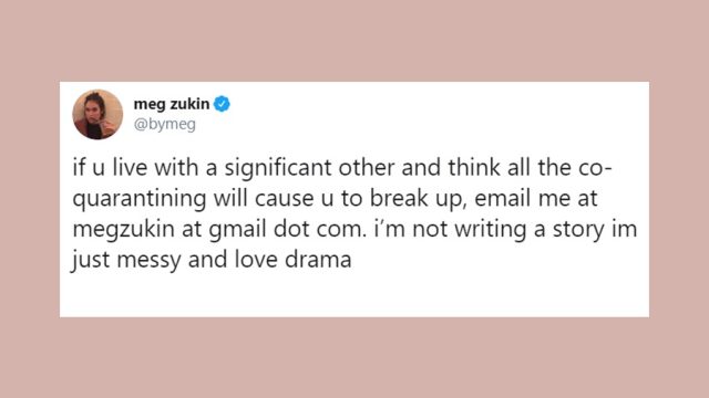 coronavirus quarantine tweet about couples breaking up