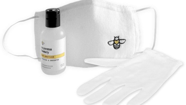 coronavirus kit hand sanitizer gloves face mask
