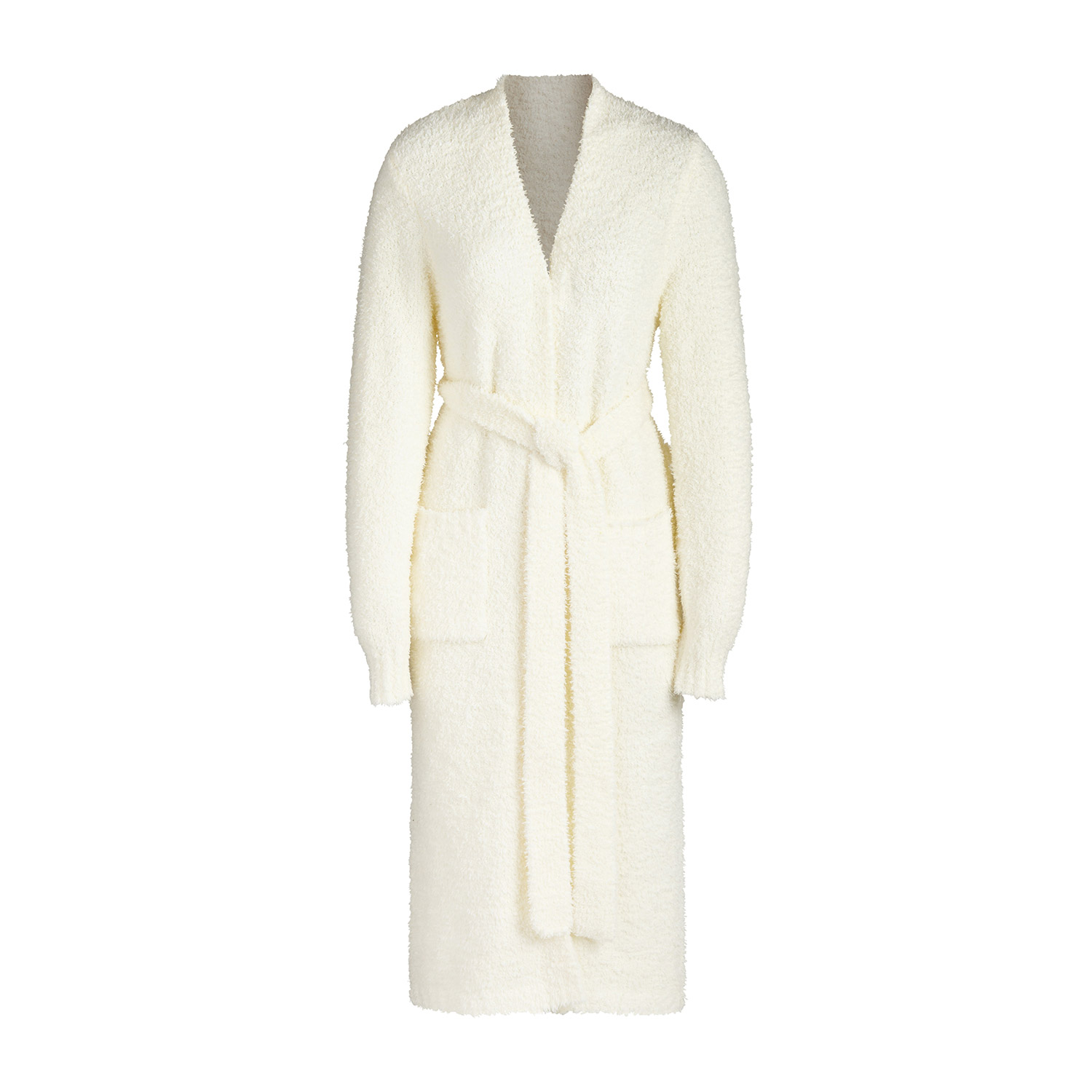 Cozy Knit Bouclé Robe In Camel