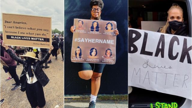 black lives matter protest, zoe kravitz, amber riley, and jennifer lopez