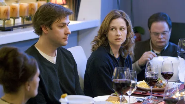the office dinner party episode, jim and pam
