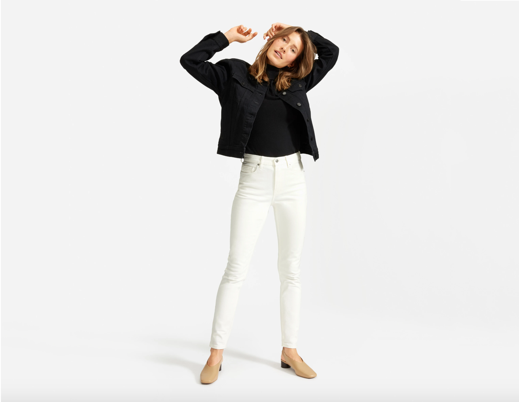 everlane white high waisted jeans, best high-waisted jeans