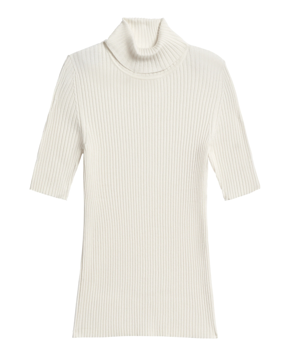 fitted Ribbed short sleeve turtleneck