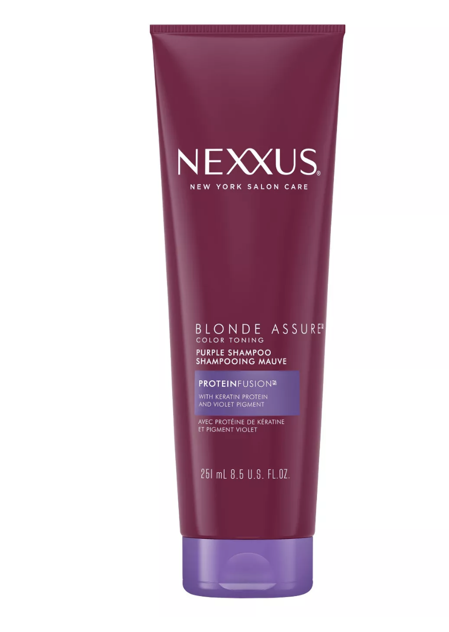 nexxus assure purple shampool best drugstore shampoo for blonde hair