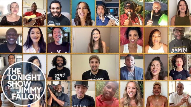hamilton cast performs "helpless" on tonight show