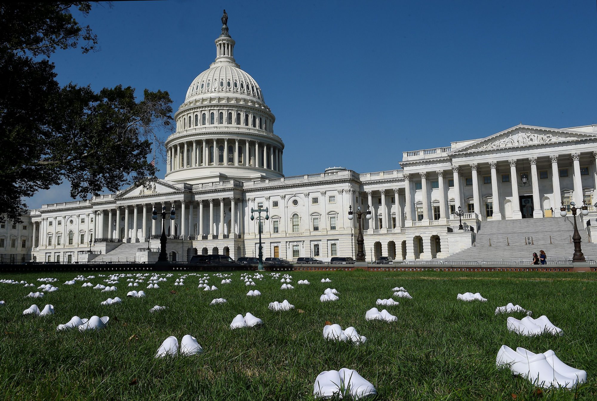 nurse shoes protest on capitol lawn