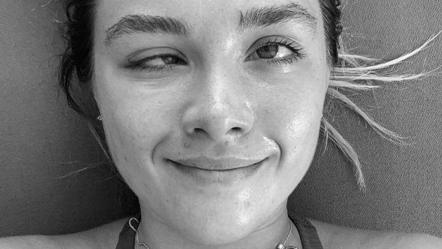 florence pugh instagram challenge black and white selfie