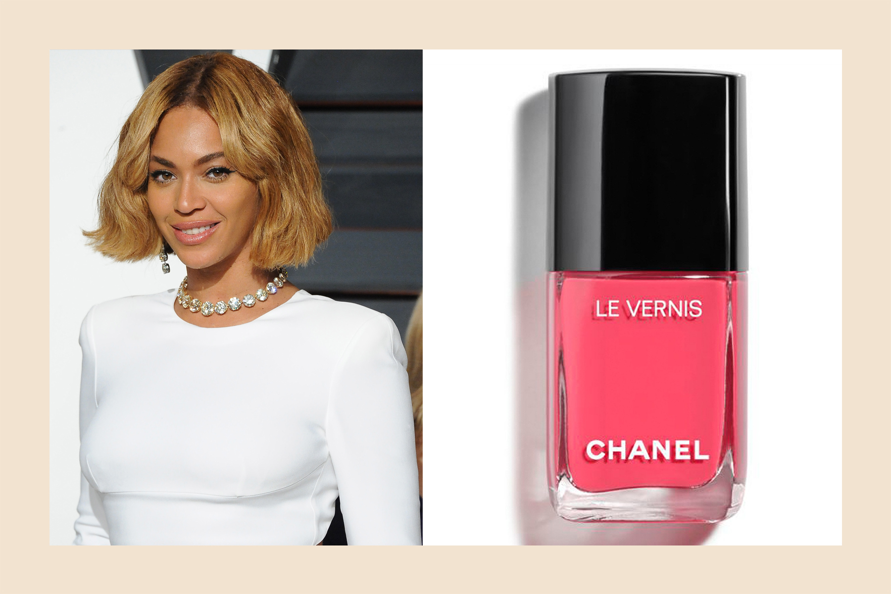 Beyoncé pink nail polish medium-dark skin tone