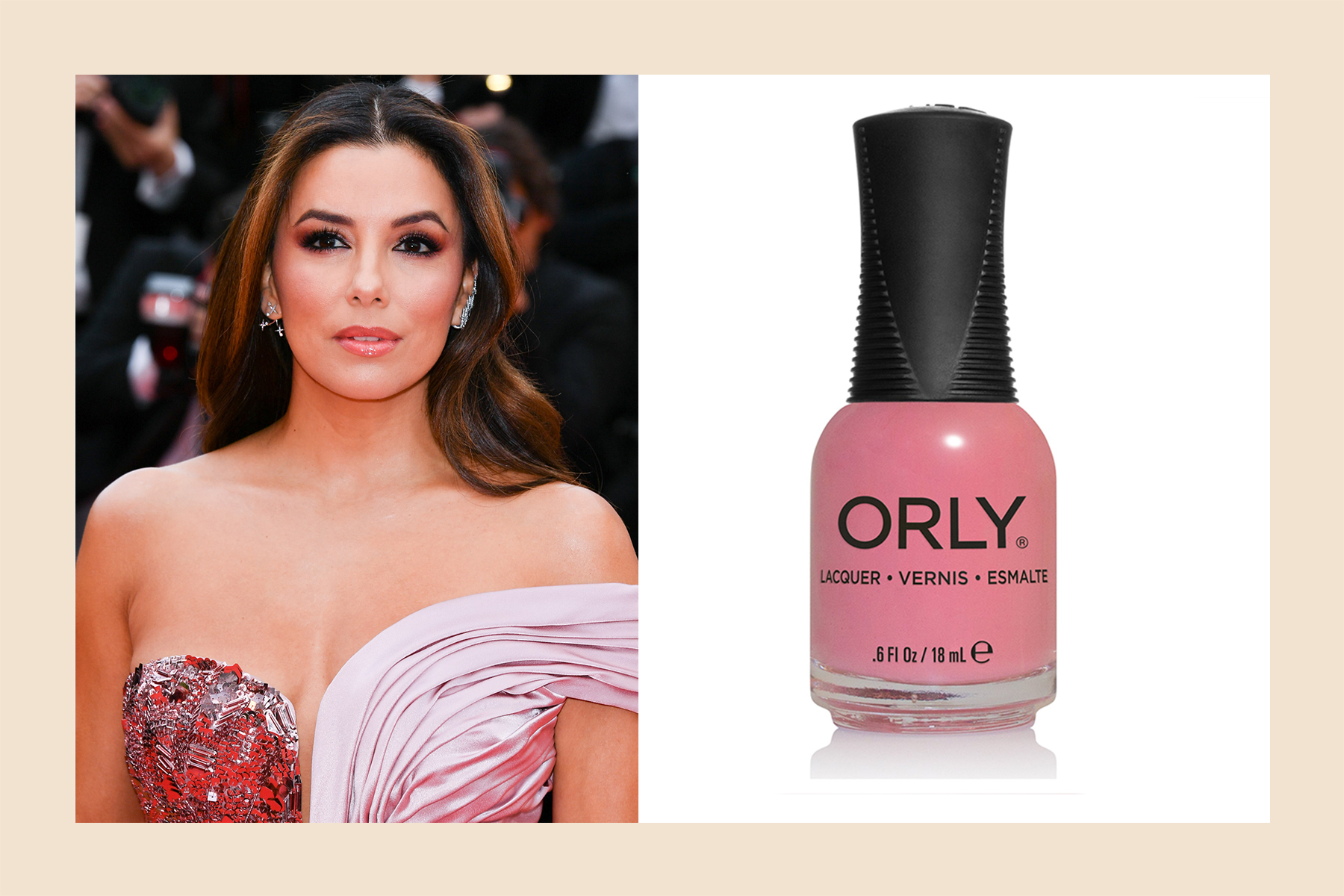 Eva Longoria pink nail polish skin tone