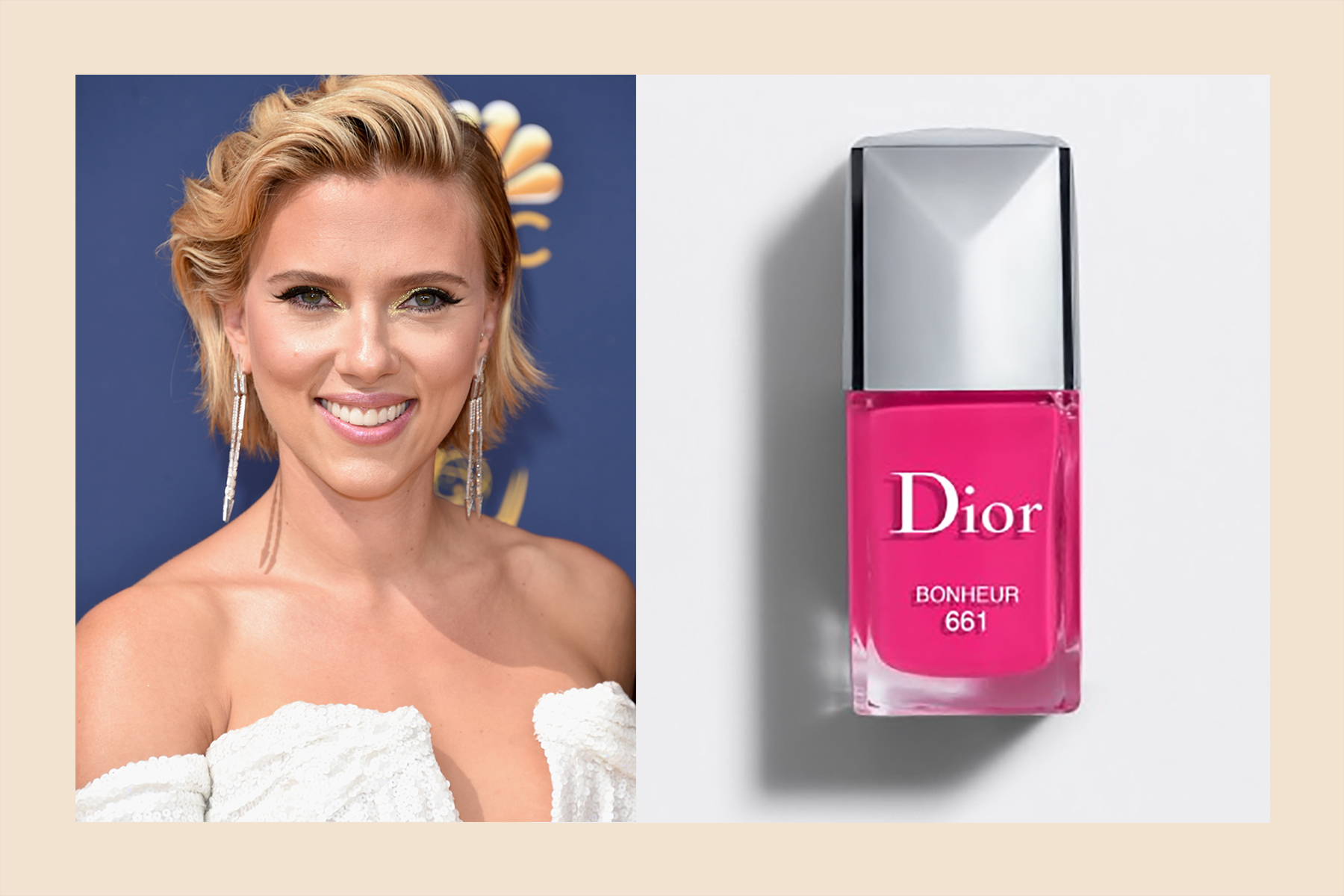 Scarlett Johansson pink nail polish fair skin tone
