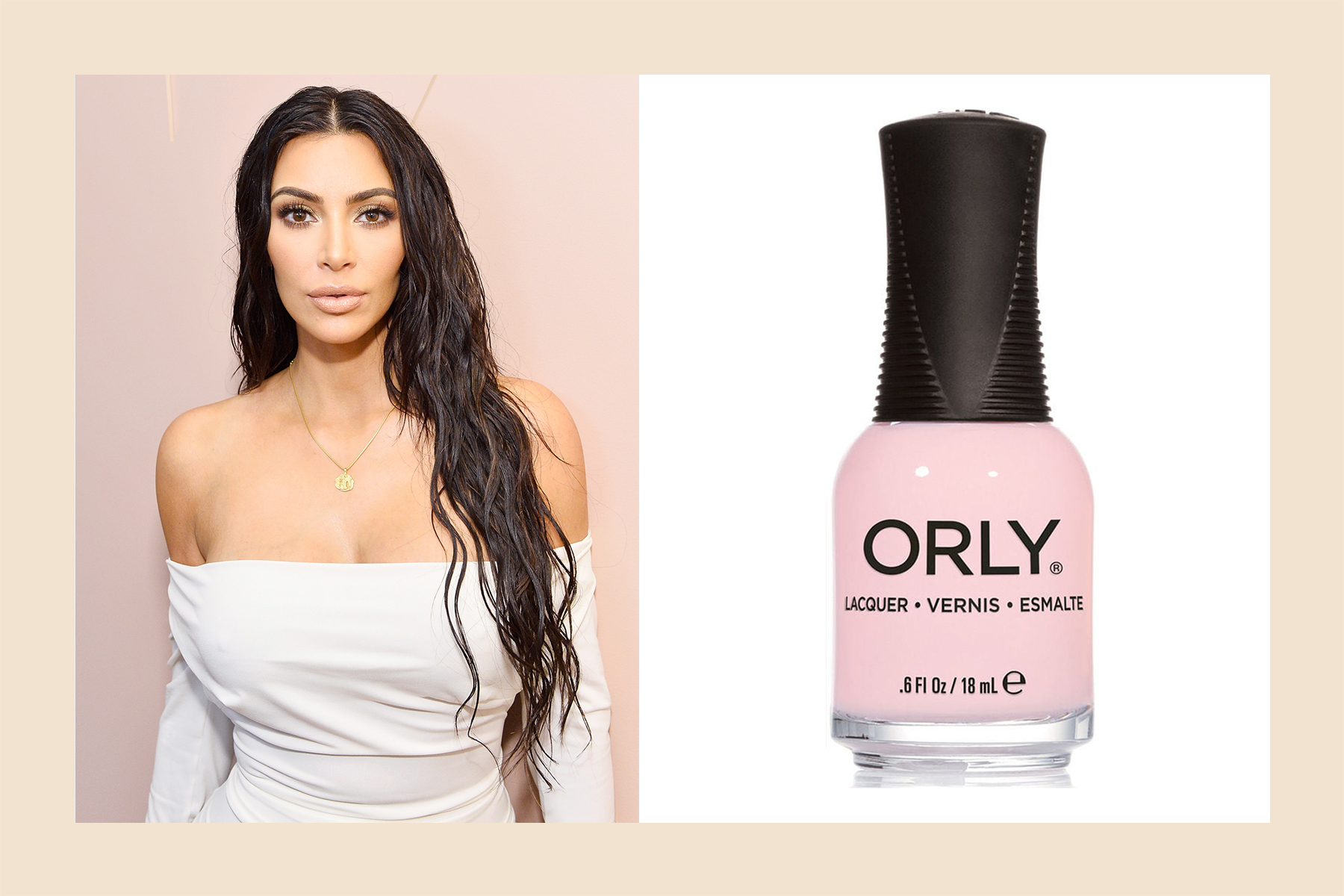 Kim Kardashian pink nail polish