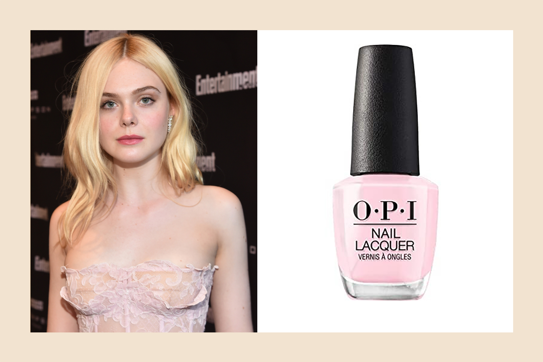 Elle Fanning skin tone pink nail polish