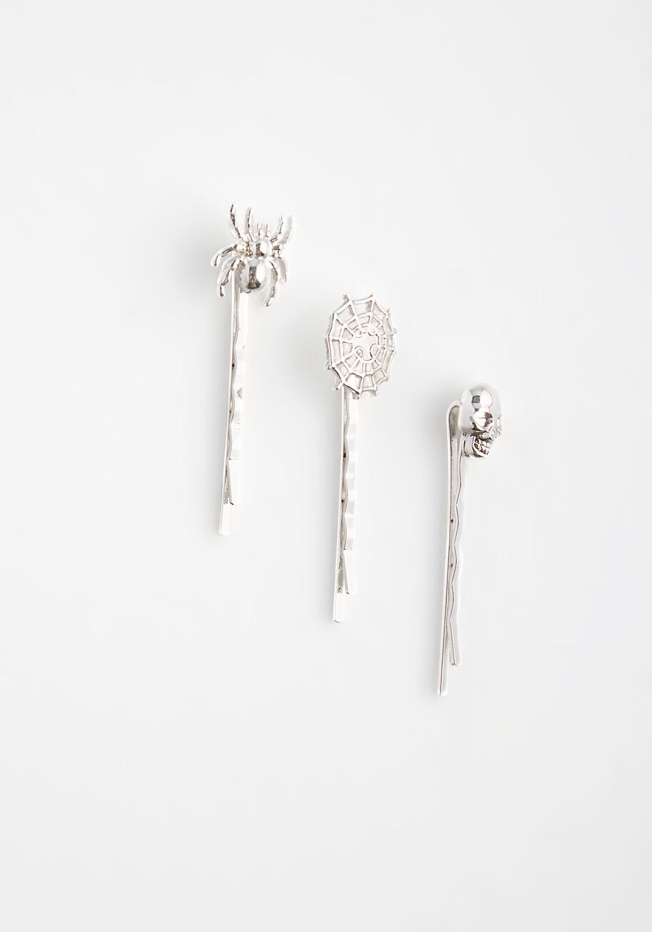 modcloth halloween shop hair bobby pins in spider and skull shapes