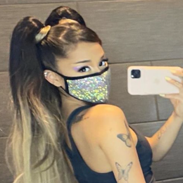 Ariana Grande sparkly face mask