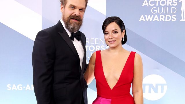 david harbour and lily allen married wedding dress