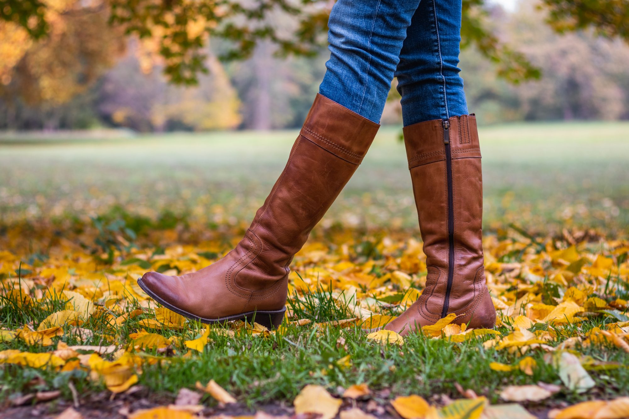 Ladies wearing 2024 long leather boots