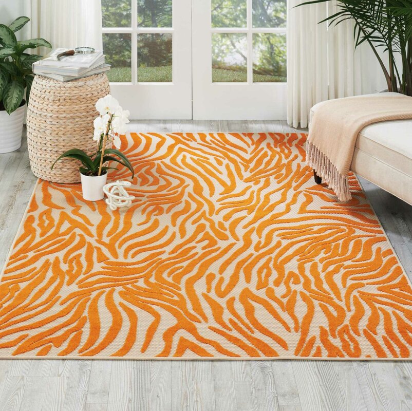 wayfair orange zebra rug