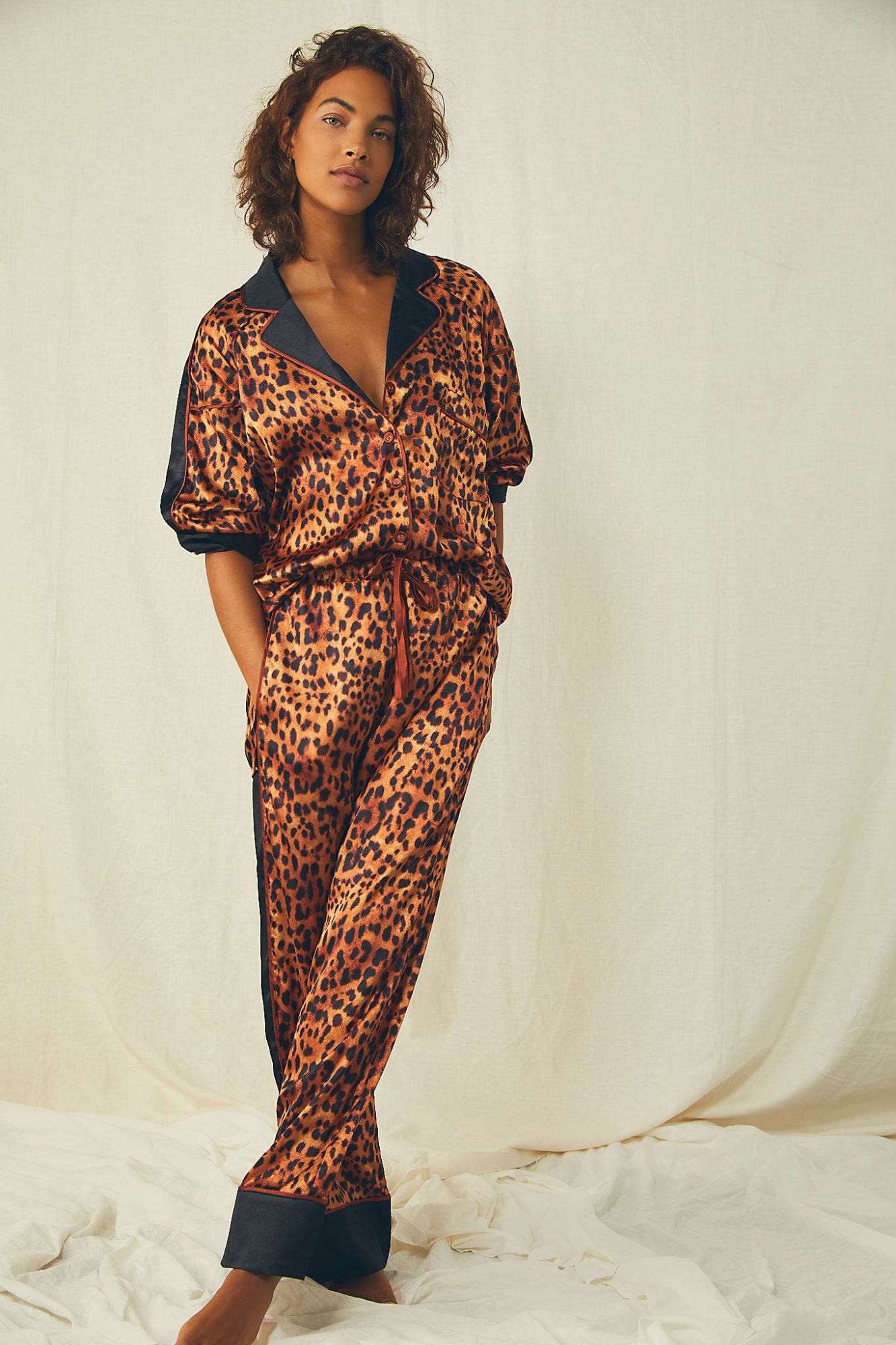 Anthropologie silk pajamas New Year's Eve outfit
