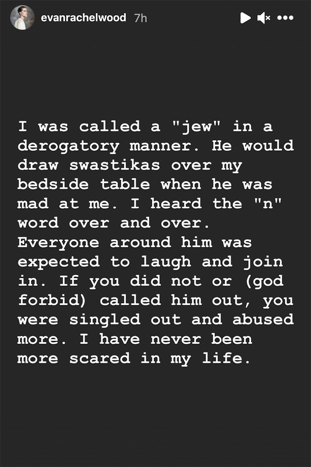 Evan Rachel Wood Instagram Story about Marilyn Manson