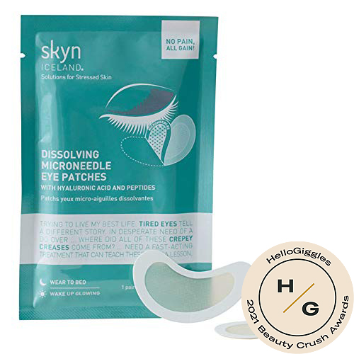 Skyn Iceland Dissolving Microneedle Eye Patches with Hyaluronic Acid and Peptides review beauty crush awards 2021 hellogiggles best under-eye patches