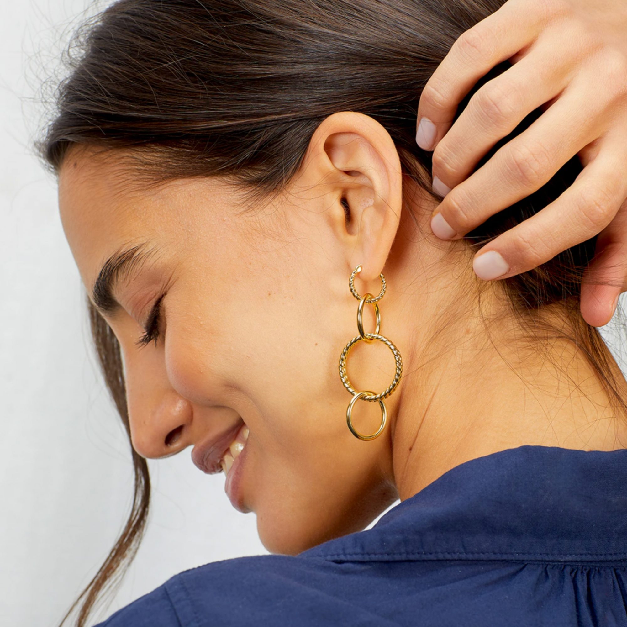 Mega U-Link Earrings Gold | JENNY BIRD