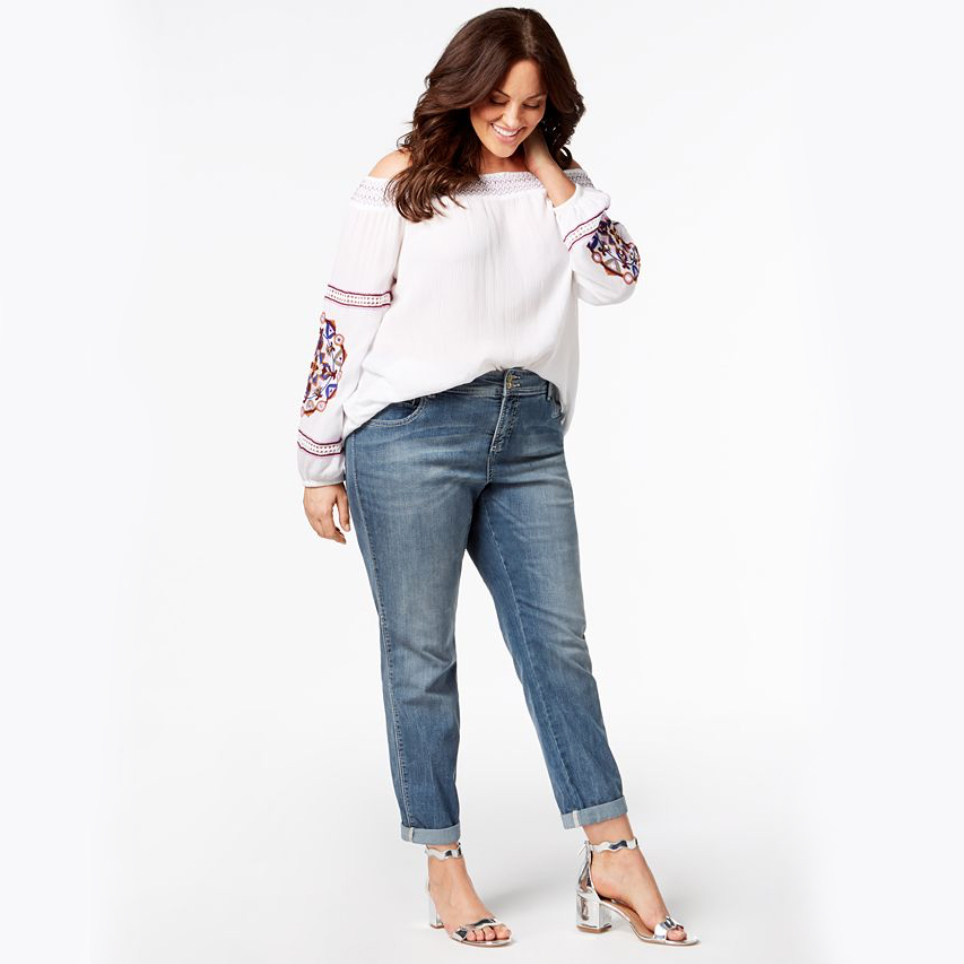 Sofia Jeans by Sofia Vergara Plus Size Bagi Boyfriend Mid-Rise Jean 